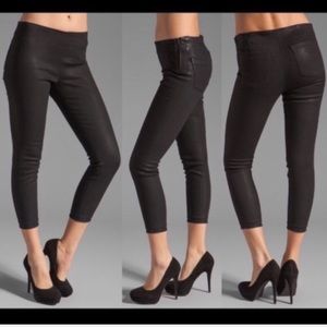 J Brand Mid Rise Clean Capri Jeans Coated Black 24